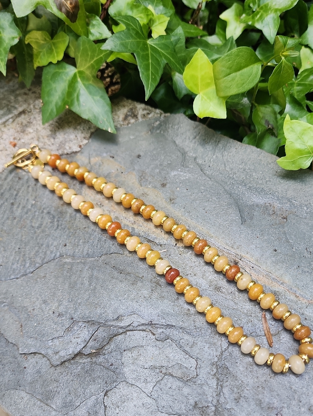 Yellow Tone Bead Necklace